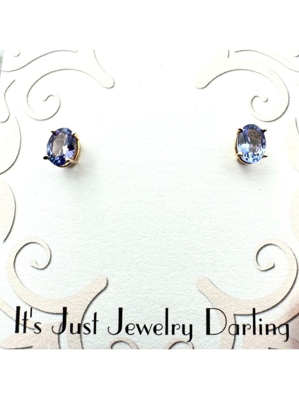 14K Yellow Gold Oval Amethyst Studs Pierced Earrings